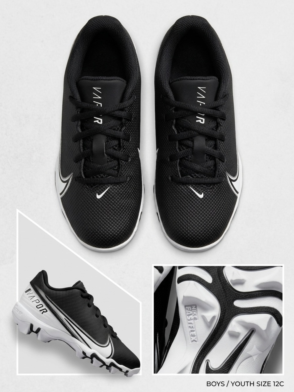 Nike Vapor Ultrafly 3 Keystone Cleats Black White Youth 12C CD0077-001